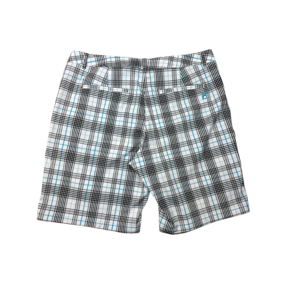 Fila Sport Golf Shorts Men's 38 White Turquoise Black Plaid Tech Stretch Pockets - Picture 9 of 9